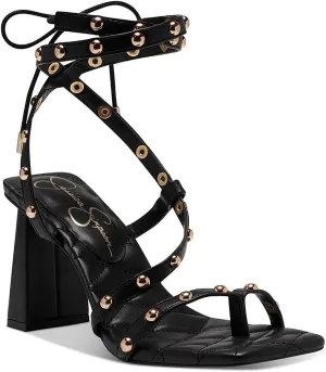 Jessica Simpson Womens Zayve Faux Leather Ankle Strap Heels