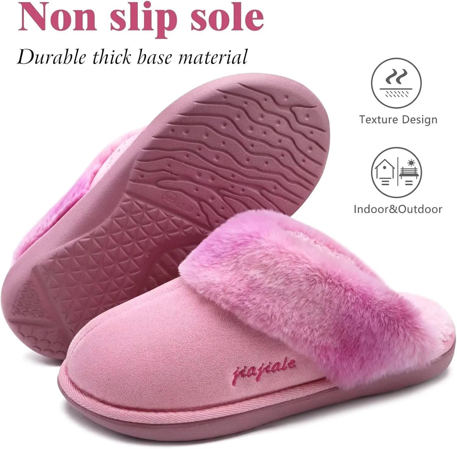 jiajiale Women's Memory Foam Slippers Ladies Slip On Arch Support Suede Scuff Slipper Cozy Fuzzy Faux Fur Winter House Shoes Indoor Outdoor