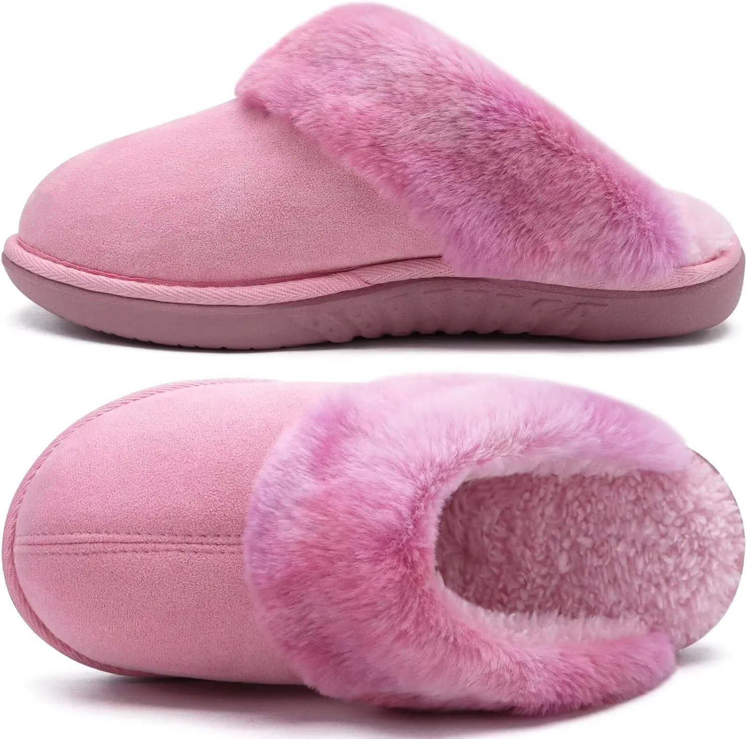 jiajiale Women's Memory Foam Slippers Ladies Slip On Arch Support Suede Scuff Slipper Cozy Fuzzy Faux Fur Winter House Shoes Indoor Outdoor