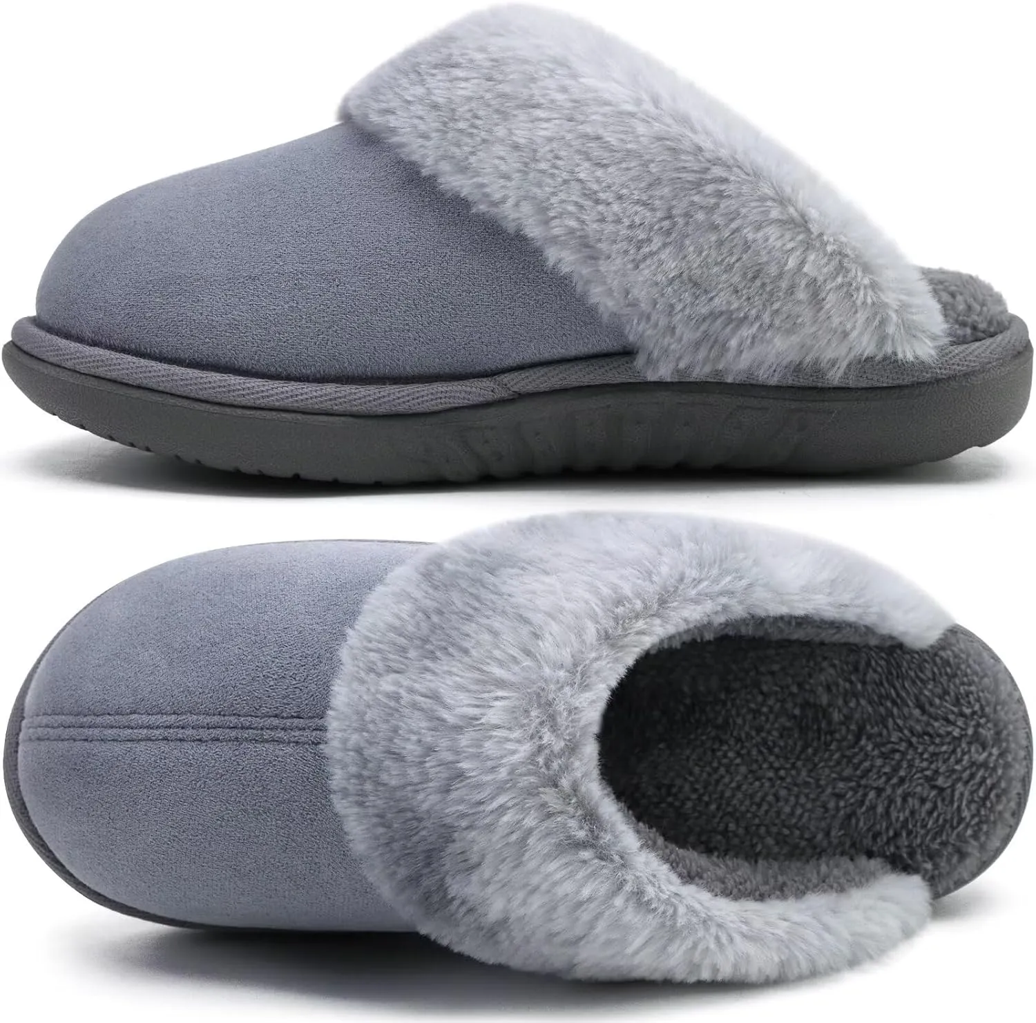 jiajiale Women's Memory Foam Slippers Ladies Slip On Arch Support Suede Scuff Slipper Cozy Fuzzy Faux Fur Winter House Shoes Indoor Outdoor