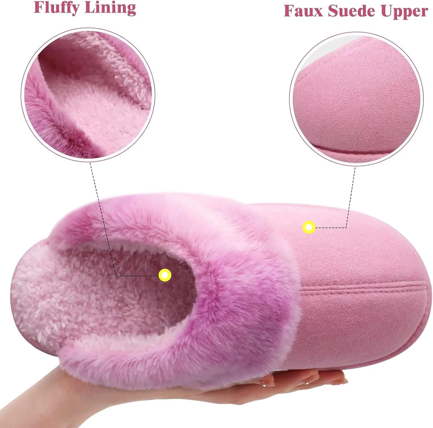 jiajiale Women's Memory Foam Slippers Ladies Slip On Arch Support Suede Scuff Slipper Cozy Fuzzy Faux Fur Winter House Shoes Indoor Outdoor