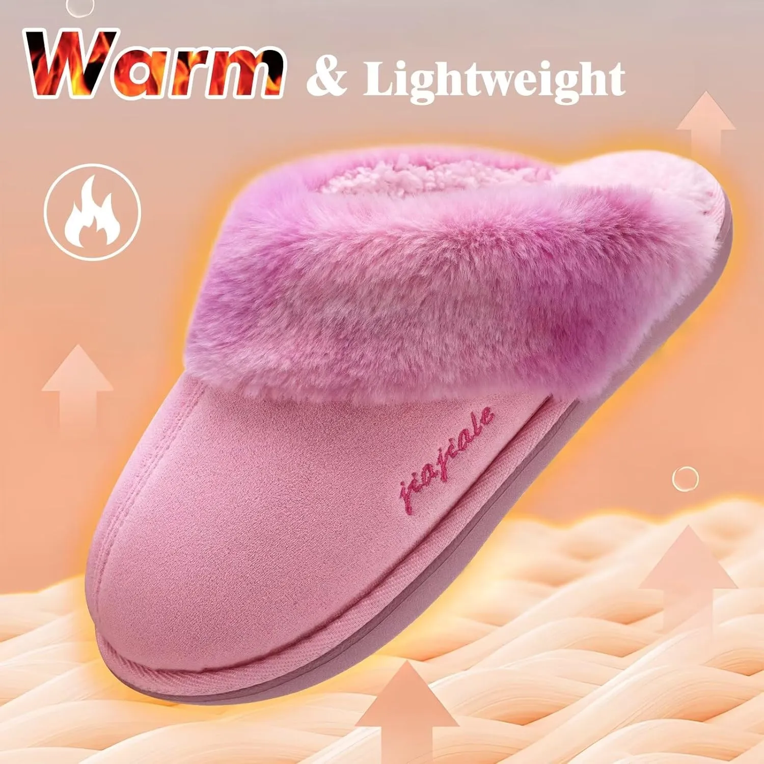 jiajiale Women's Memory Foam Slippers Ladies Slip On Arch Support Suede Scuff Slipper Cozy Fuzzy Faux Fur Winter House Shoes Indoor Outdoor