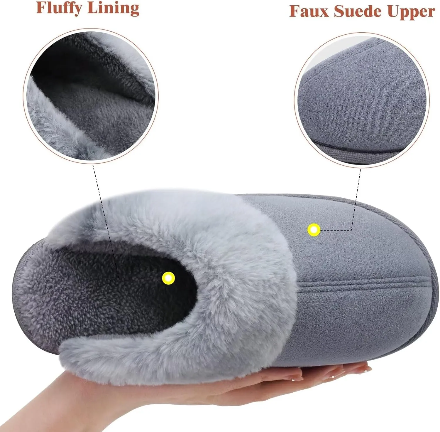 jiajiale Women's Memory Foam Slippers Ladies Slip On Arch Support Suede Scuff Slipper Cozy Fuzzy Faux Fur Winter House Shoes Indoor Outdoor
