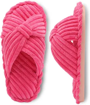 JIASUQI Women's Purple Faux Fur Criss Cross Open Toe House Slippers for Women