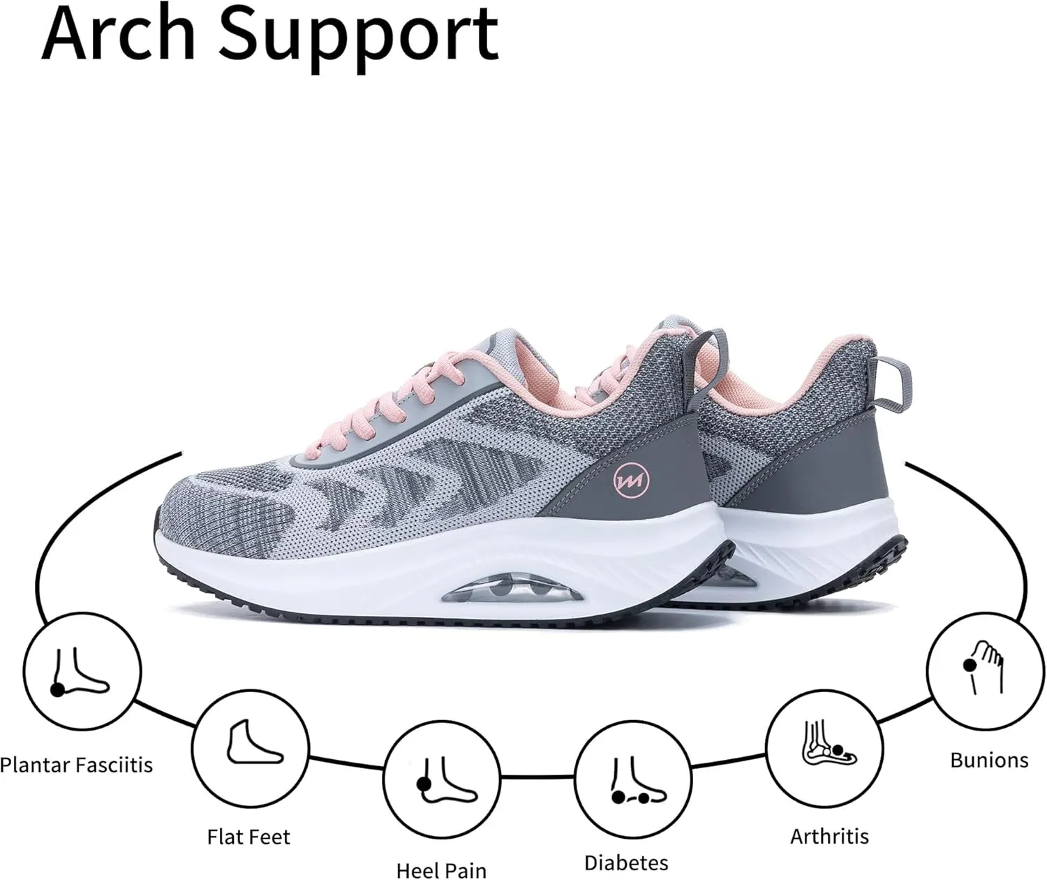 Jinta Womens Walking Shoes with Arch Support, Ladies Plantar Fasciitis Orthotic Shoe for Foot Pain Relief Air Tennis Sneakers Size 5.5-11
