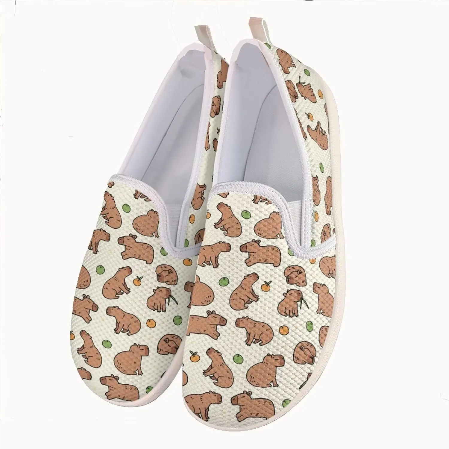 JoyLamoria Women's Ladybug and Daisy Rainbow Print Flats Shoes Leisure Shoes Slip On Work Shoes Comfort Walking Shoes for Travel