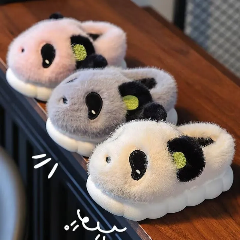 Kids Boy Girl Cute Cartoon Panda Cotton Slippers for Winter Home Bedroom Walking