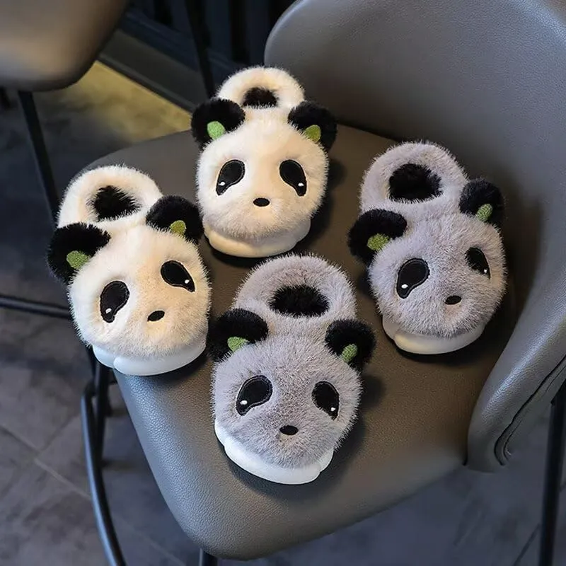 Kids Boy Girl Cute Cartoon Panda Cotton Slippers for Winter Home Bedroom Walking
