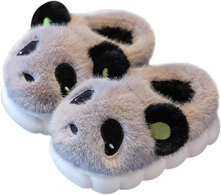 Kids Boy Girl Cute Cartoon Panda Cotton Slippers for Winter Home Bedroom Walking