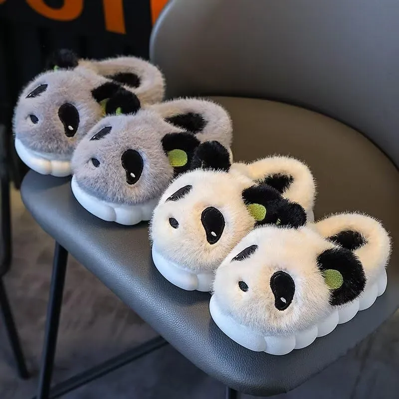 Kids Boy Girl Cute Cartoon Panda Cotton Slippers for Winter Home Bedroom Walking
