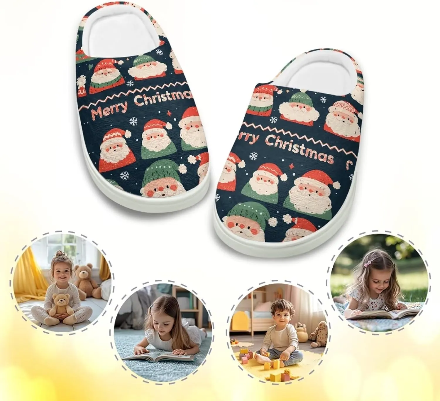 Kids Cotton Slipper Warm Winter Fluffy Breathable Shoes Cozy Fuzzy Print Anti-Slip House Slippers for Litter Big Kid US 9-15