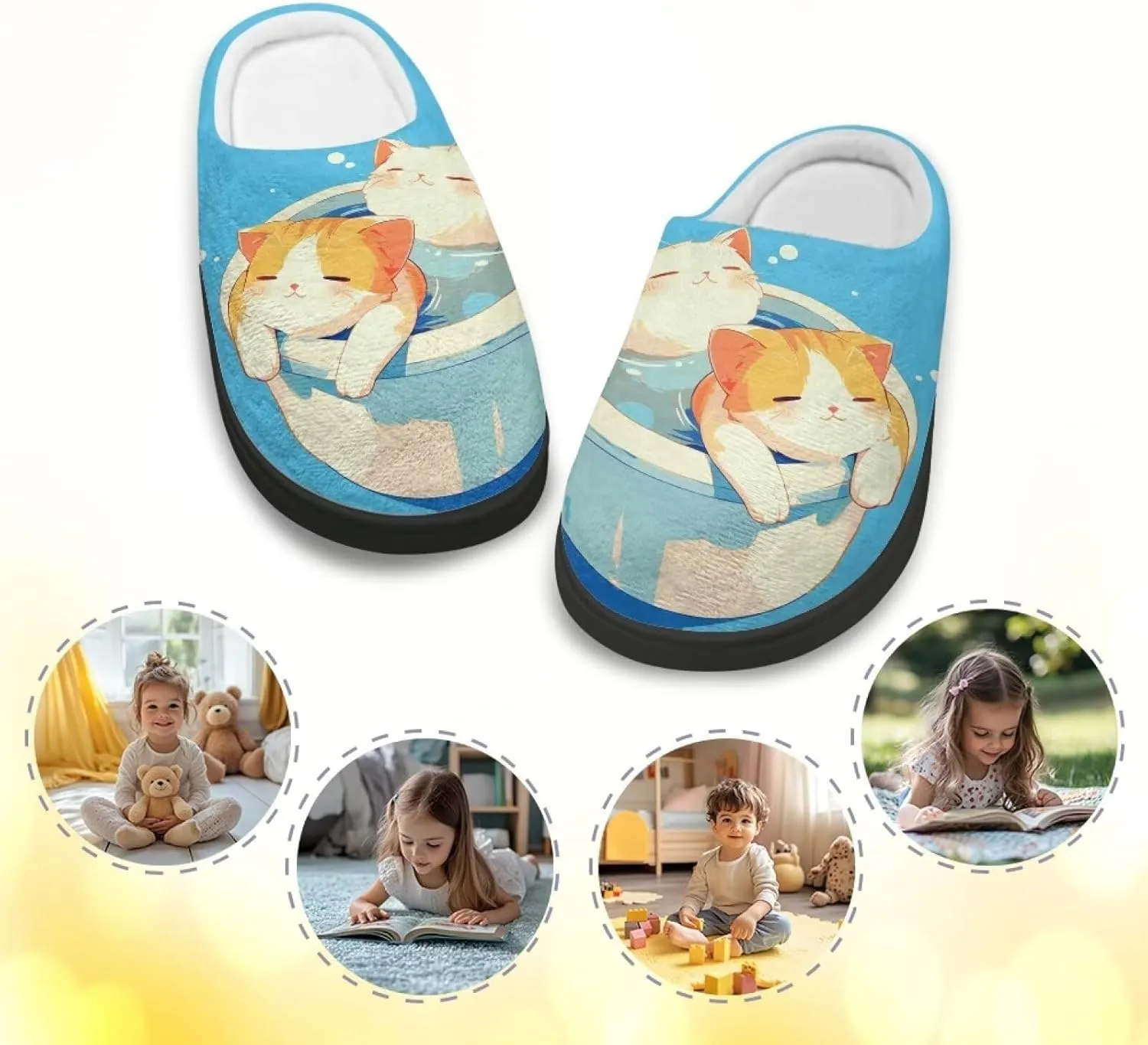 Kids Slippers Winter Plush Warm Slippers Animal Print House Shoes Soft Fuzzy Slippers Indoor Non Slip Cotton Shoes for Boys Girls US 9-15