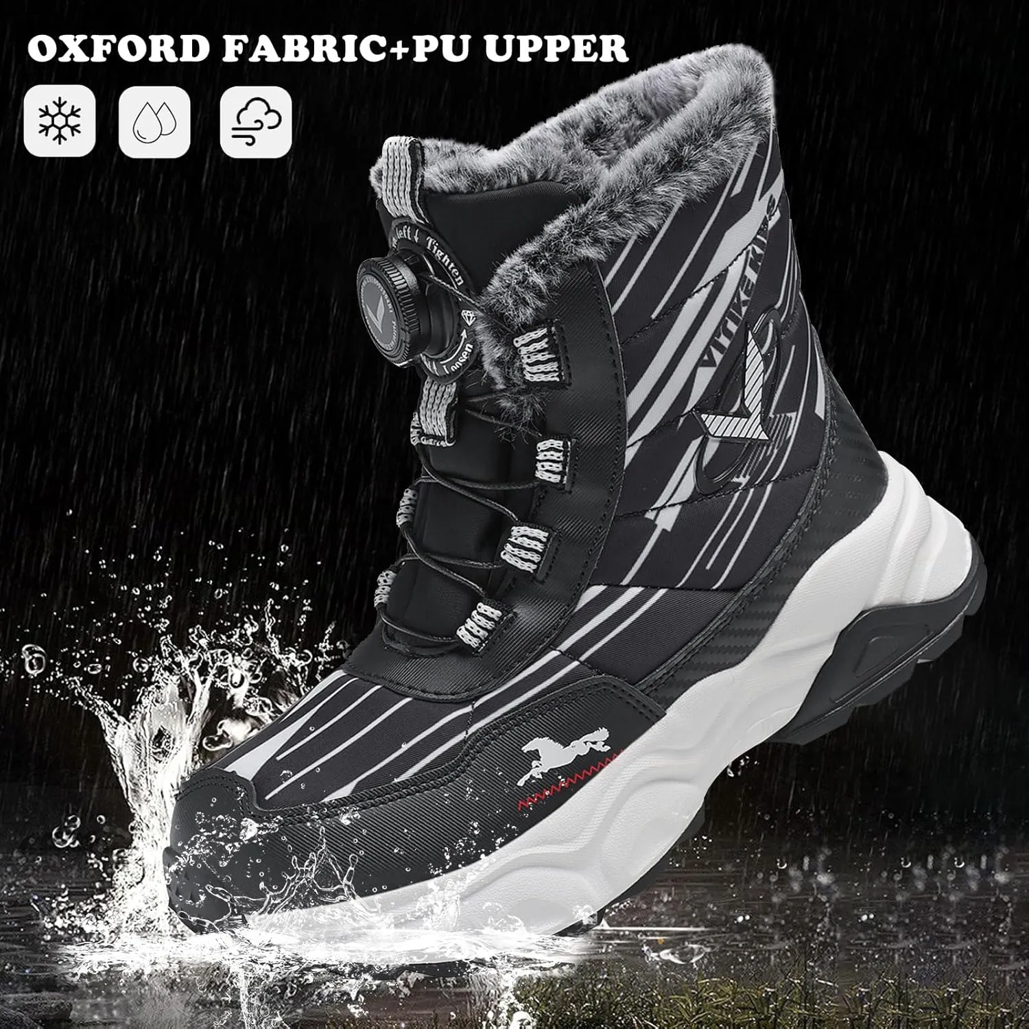 Kids Snow Boots Boys Girls Winter Shoes Warm Waterproof Slip Resistant Outdoor Hiking Walking Boot