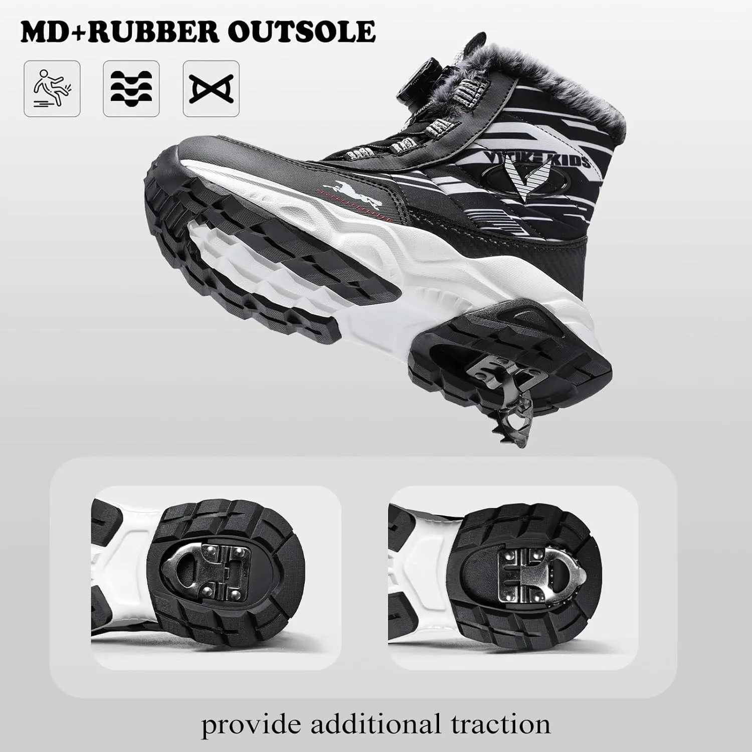 Kids Snow Boots Boys Girls Winter Shoes Warm Waterproof Slip Resistant Outdoor Hiking Walking Boot
