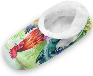Kids Toddler House Slippers Chicken Rooster Grass Field Winter Home House Warm Fur Indoor Slipper for Boys Girls, S