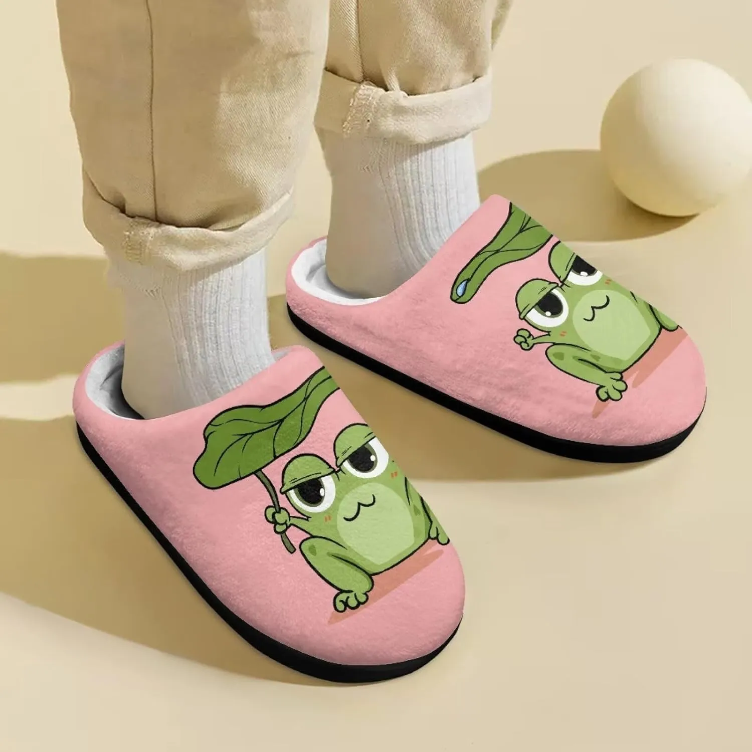 Kids Winter Fuzzy Slippers Cute Animal Pattern Home Bedroom Slippers Non Slip Black Sole