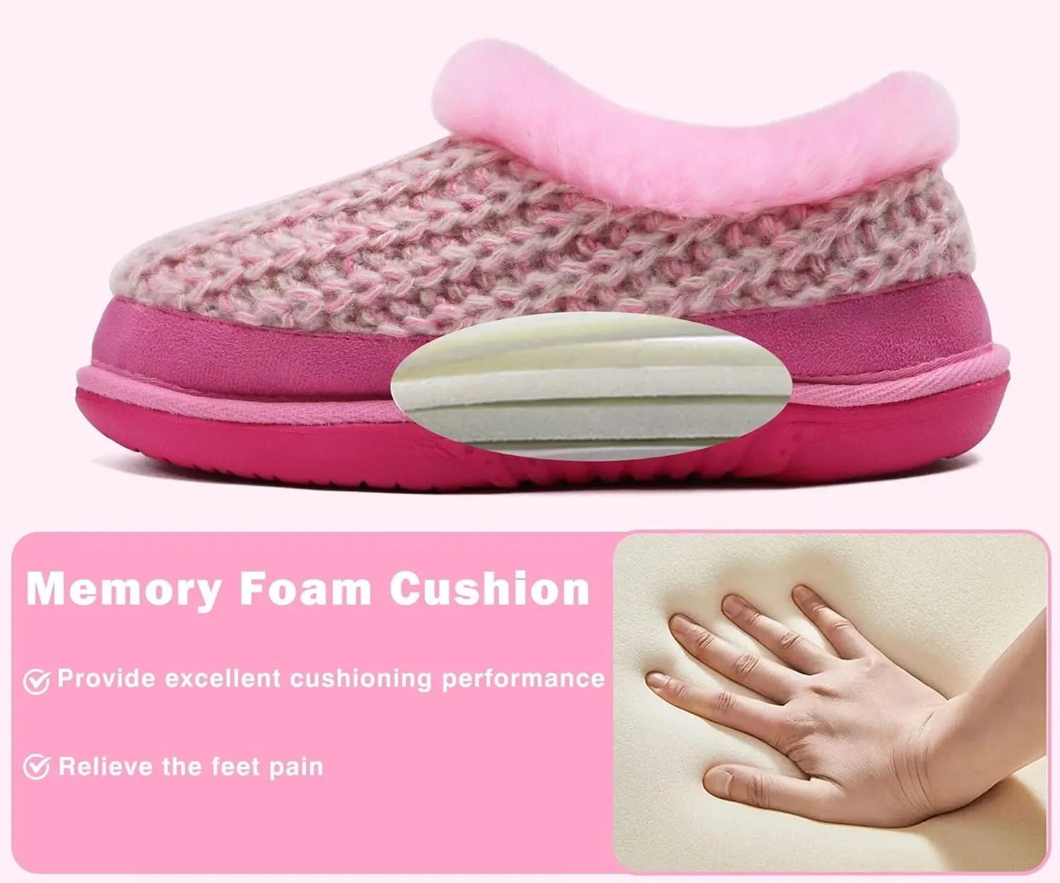 KuaiLu House Slippers for Women Comfortable Memory Foam Plaid Slipper Ladies Warm Fuzzy Plush Fur Lined Winter Home Shoes Orthotic Plantar Fasciitis Arch Support Indoor Outdoor
