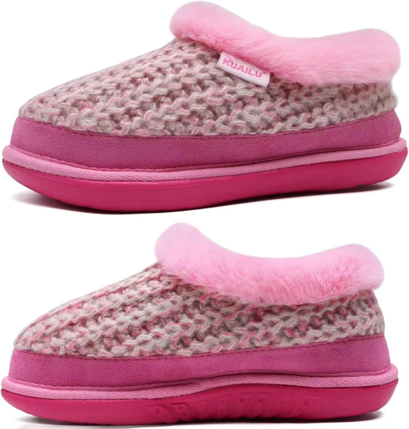 KuaiLu House Slippers for Women Comfortable Memory Foam Plaid Slipper Ladies Warm Fuzzy Plush Fur Lined Winter Home Shoes Orthotic Plantar Fasciitis Arch Support Indoor Outdoor