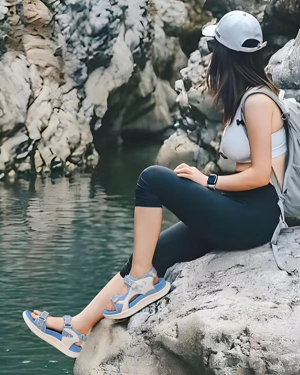 KuaiLu Womens Orthopedic Walking Sandals Recovery Sport Outdoor Hiking Water Sandles Thick Athletic Cushion Adjustable Strap Sandals with Comfortable Plantar Fasciitis Arch Support