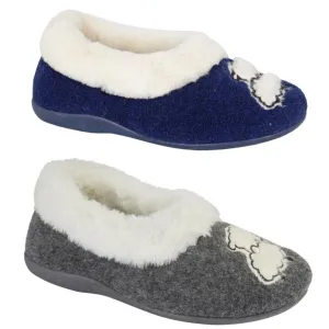 Ladies Fur Cuff Sheep Slipper (U107)