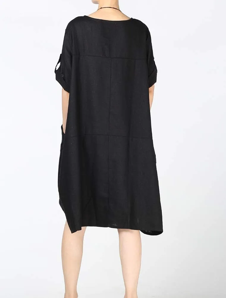 LaovanIn Women's Plus Size Tunic Dress Summer Cotton Linen T Shirt Knee-Length Dresses
