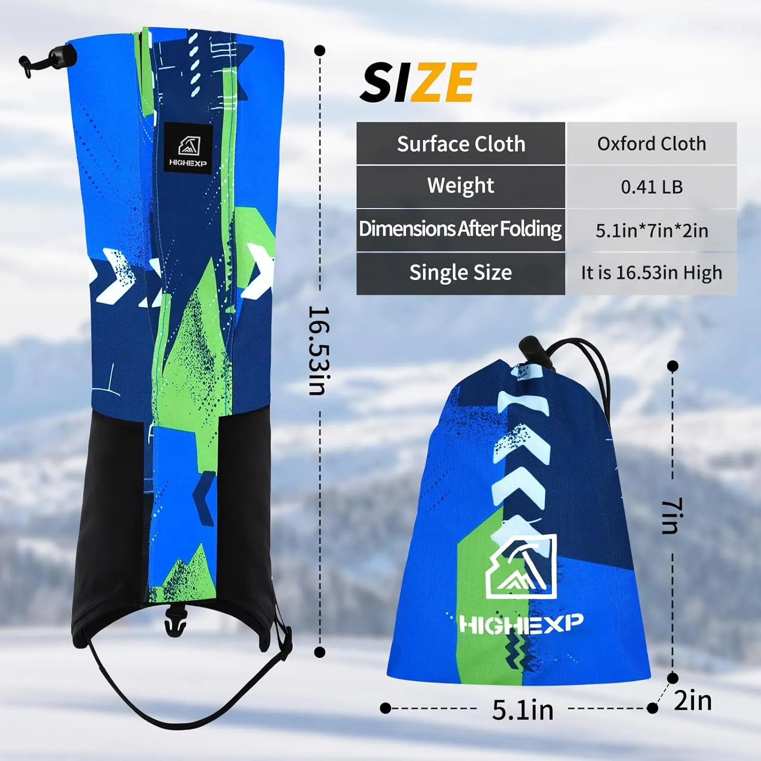 Leg Gaiters 100% Waterproof Adjustable Shoe Snow Boot Guard Gators for Hiking Shoe Cover Hunting Snowshoeing Climbing Walking for Women Men