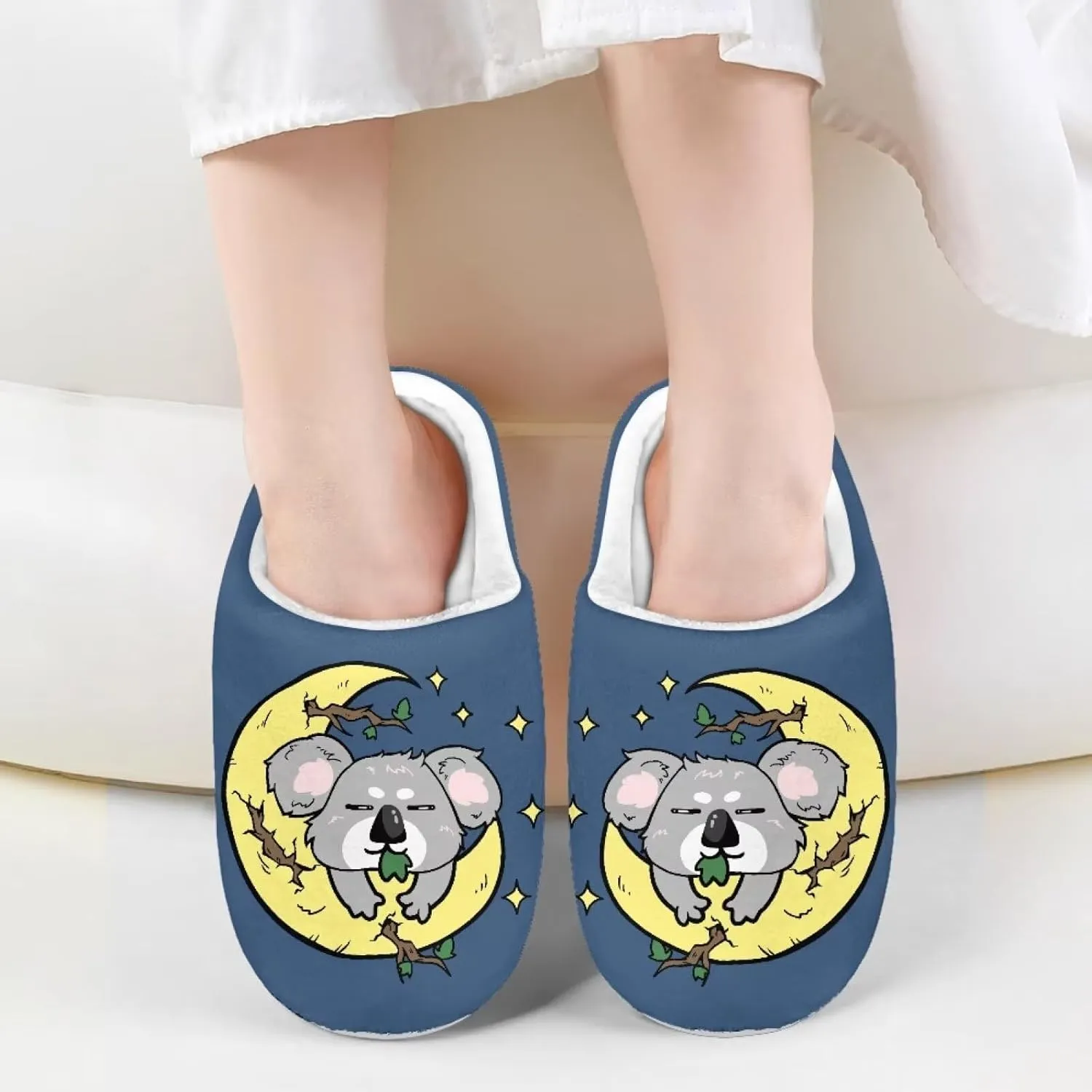 Little Girls Slippers Indoor Comfort Cute Pattern Size 9-15 White
