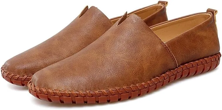 Loafers for Men Round Toe Vegan Leather Loafer Shoes Lightweight Comfortable Resistant Wedding Slip On