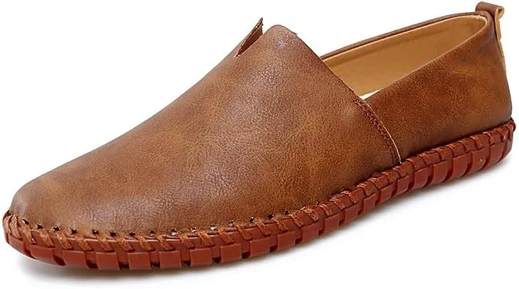 Loafers for Men Round Toe Vegan Leather Loafer Shoes Lightweight Comfortable Resistant Wedding Slip On
