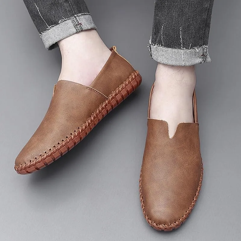 Loafers for Men Round Toe Vegan Leather Loafer Shoes Lightweight Comfortable Resistant Wedding Slip On