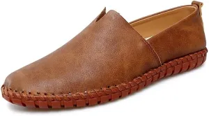 Loafers for Men Round Toe Vegan Leather Loafer Shoes Lightweight Comfortable Resistant Wedding Slip On