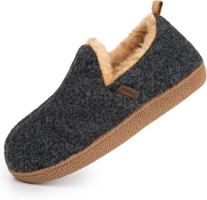 LongBay Women's Felt Bootie Slippers Warm Cozy Memory Foam Slipper Boots with Polar Fleece Lining Non Slip House Shoes Indoor Outdoor