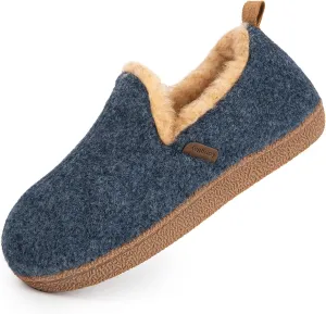 LongBay Women's Felt Bootie Slippers Warm Cozy Memory Foam Slipper Boots with Polar Fleece Lining Non Slip House Shoes Indoor Outdoor