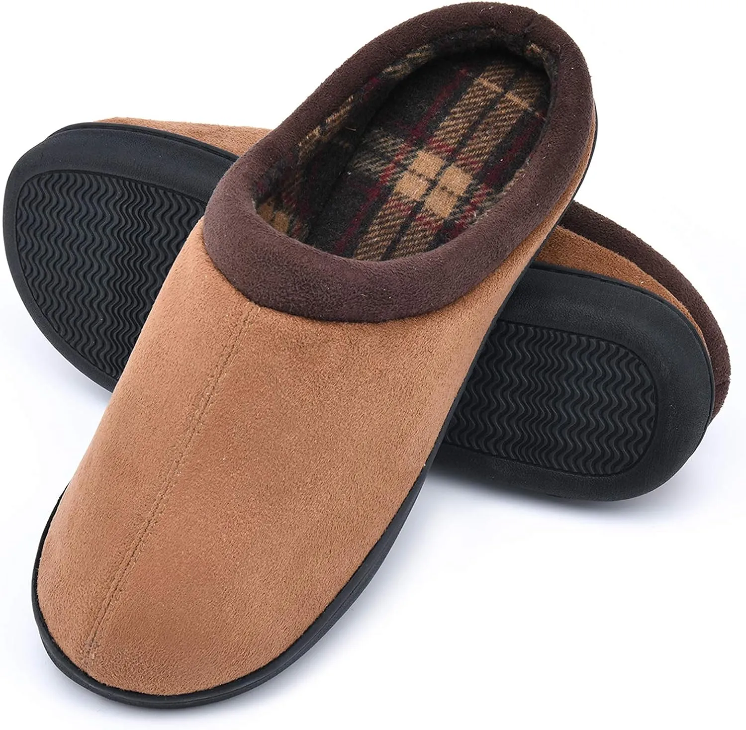 LORDFON Memory Foam Mens Slippers Slip-On Comfy House Slippers for Men Indoor Outdoor Non-Slip Warm Winter Men’s Bedroom Slippers Size