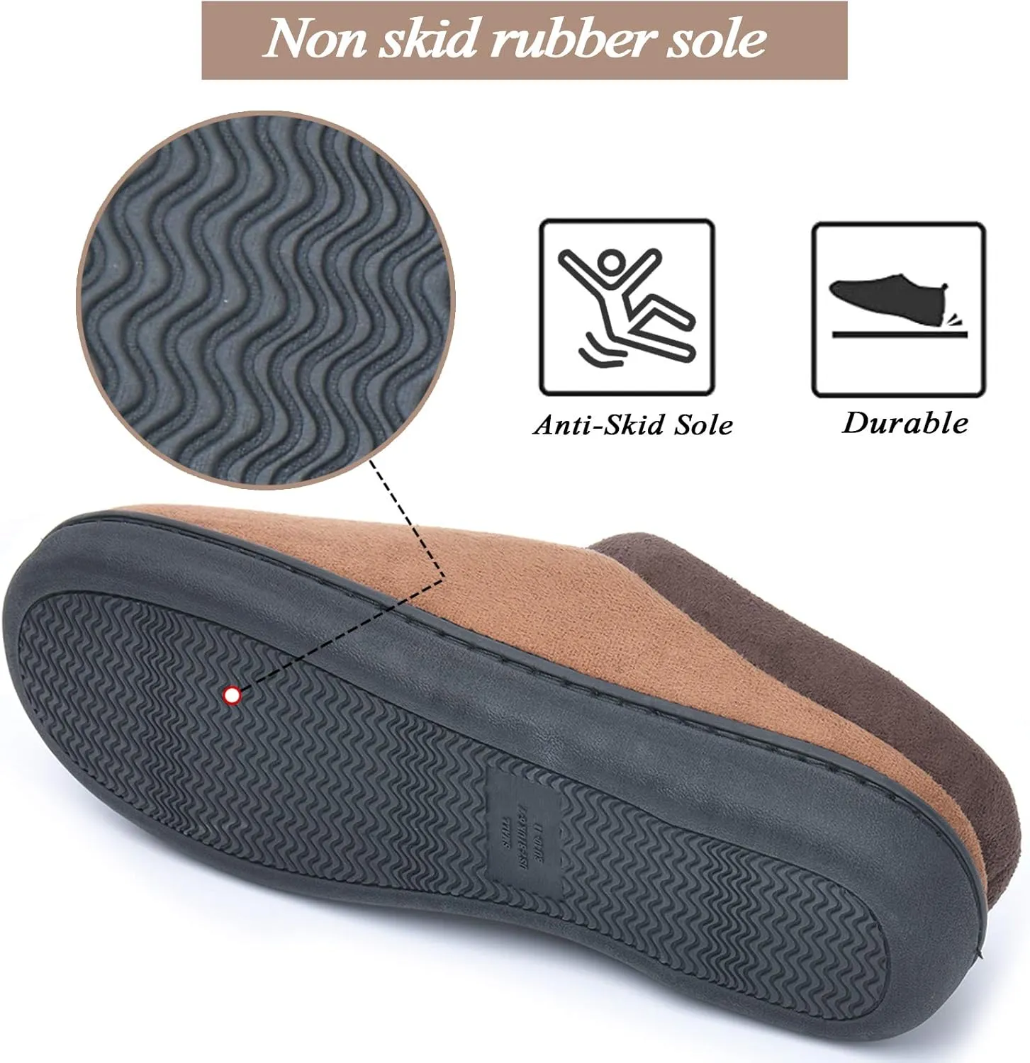 LORDFON Memory Foam Mens Slippers Slip-On Comfy House Slippers for Men Indoor Outdoor Non-Slip Warm Winter Men’s Bedroom Slippers Size