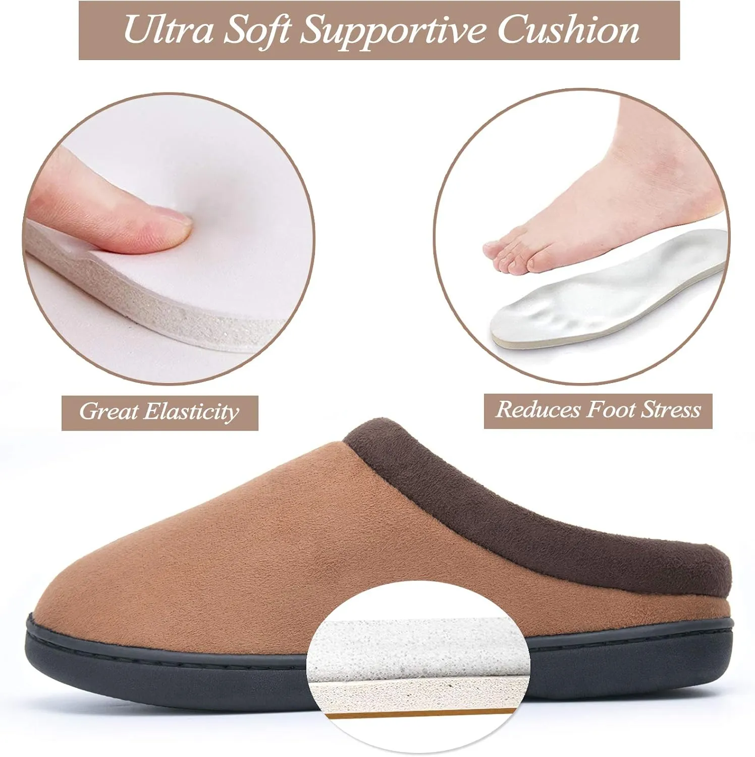LORDFON Memory Foam Mens Slippers Slip-On Comfy House Slippers for Men Indoor Outdoor Non-Slip Warm Winter Men’s Bedroom Slippers Size