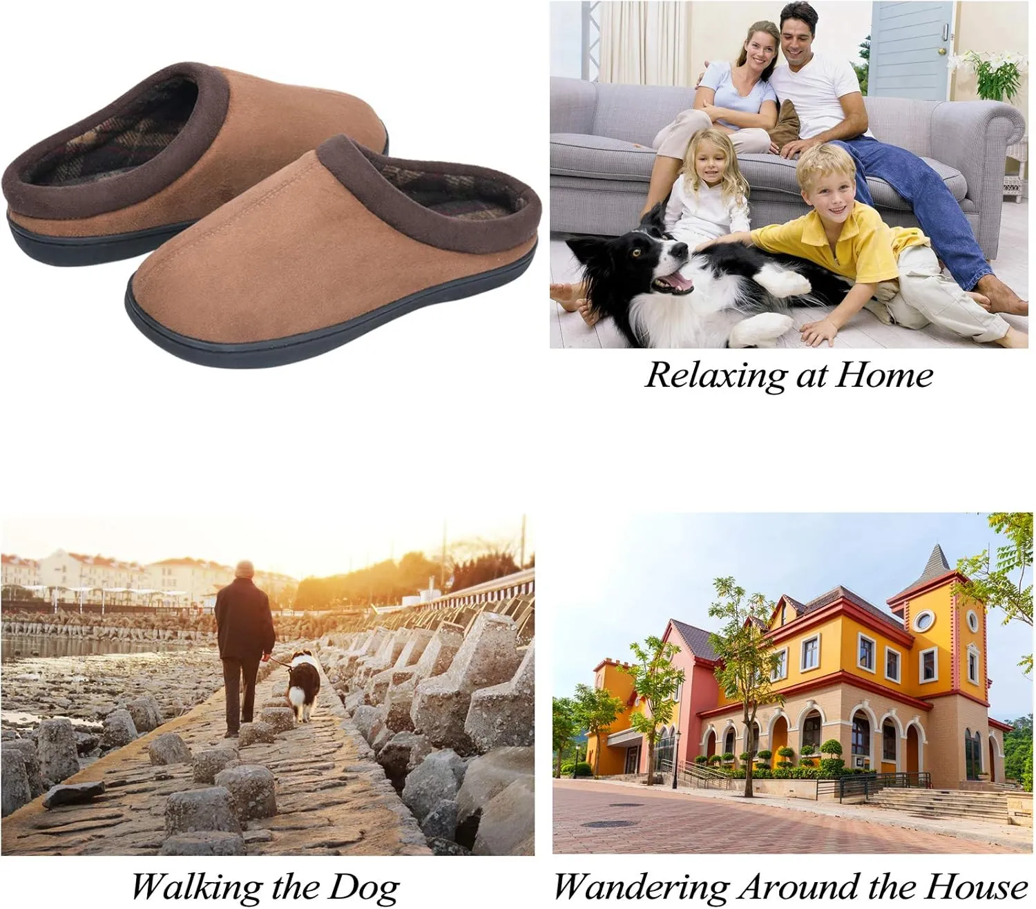 LORDFON Memory Foam Mens Slippers Slip-On Comfy House Slippers for Men Indoor Outdoor Non-Slip Warm Winter Men’s Bedroom Slippers Size