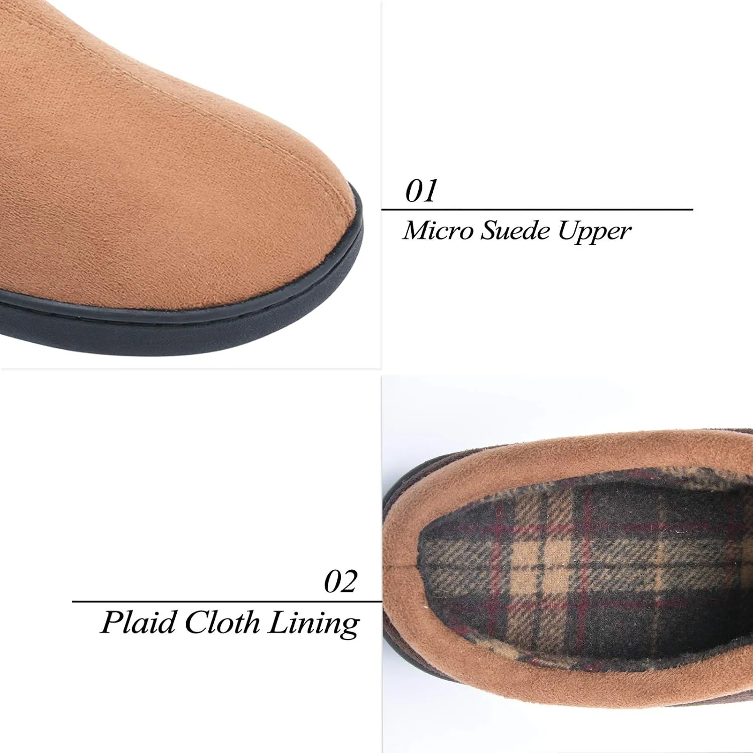 LORDFON Memory Foam Mens Slippers Slip-On Comfy House Slippers for Men Indoor Outdoor Non-Slip Warm Winter Men’s Bedroom Slippers Size