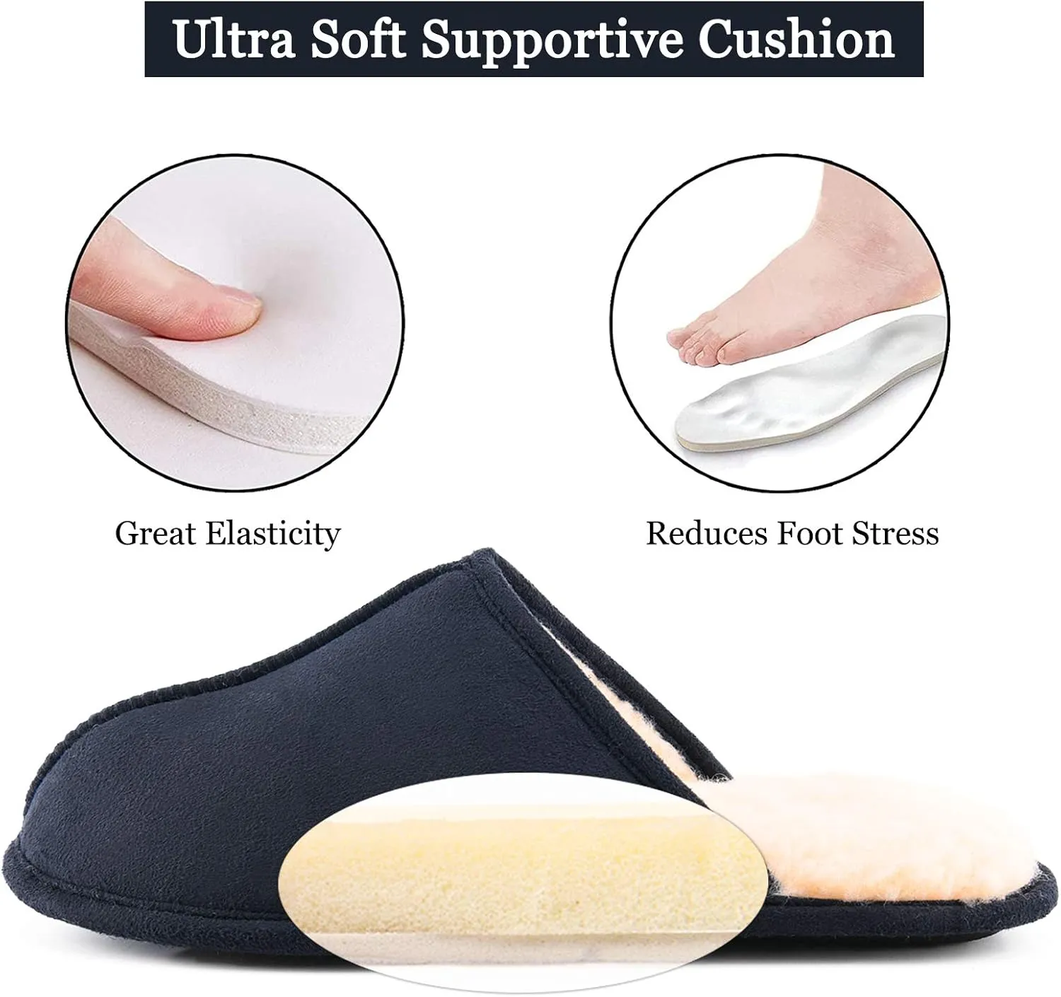 LORDFON Mens-Memory-Foam-Slip-On-House-Slippers Closed Toe Scuff Indoor Home Slipper for Men Comfy Cozy Soft Non-Slip Bedroom Slippers Houseshoes