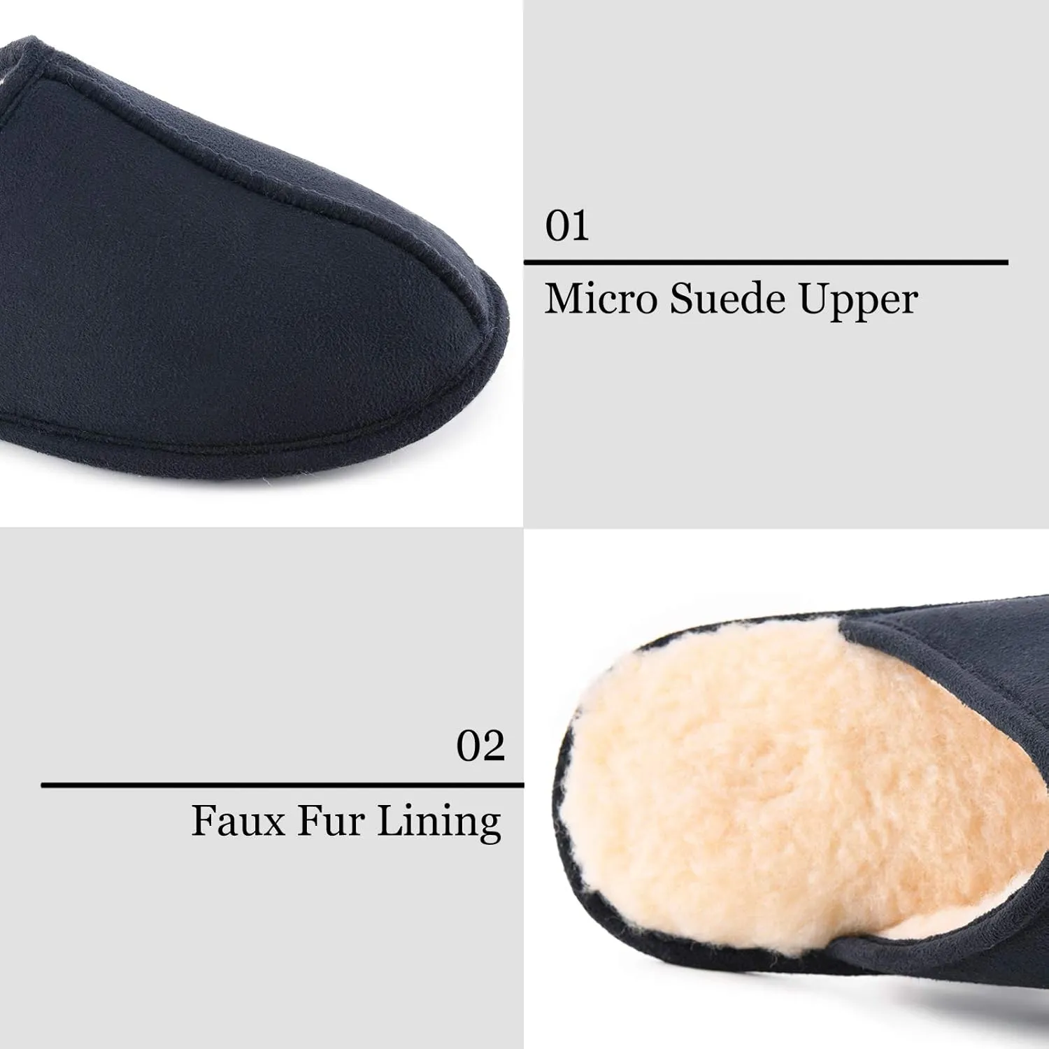 LORDFON Mens-Memory-Foam-Slip-On-House-Slippers Closed Toe Scuff Indoor Home Slipper for Men Comfy Cozy Soft Non-Slip Bedroom Slippers Houseshoes