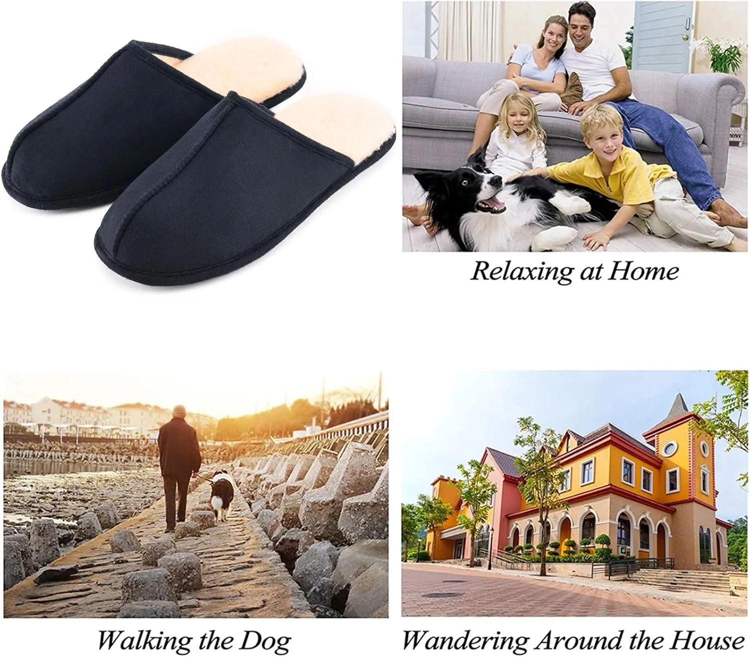 LORDFON Mens-Memory-Foam-Slip-On-House-Slippers Closed Toe Scuff Indoor Home Slipper for Men Comfy Cozy Soft Non-Slip Bedroom Slippers Houseshoes