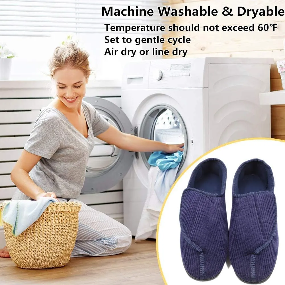 Mens Diabetic Slippers Extra Wide Memory Foam Comfort House Shoes with Adjustable Closure for Swollen Feet, Edema, Arthritis, Elderly Indoor/Outdoor