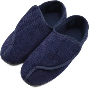 Mens Diabetic Slippers Extra Wide Memory Foam Comfort House Shoes with Adjustable Closure for Swollen Feet, Edema, Arthritis, Elderly Indoor/Outdoor