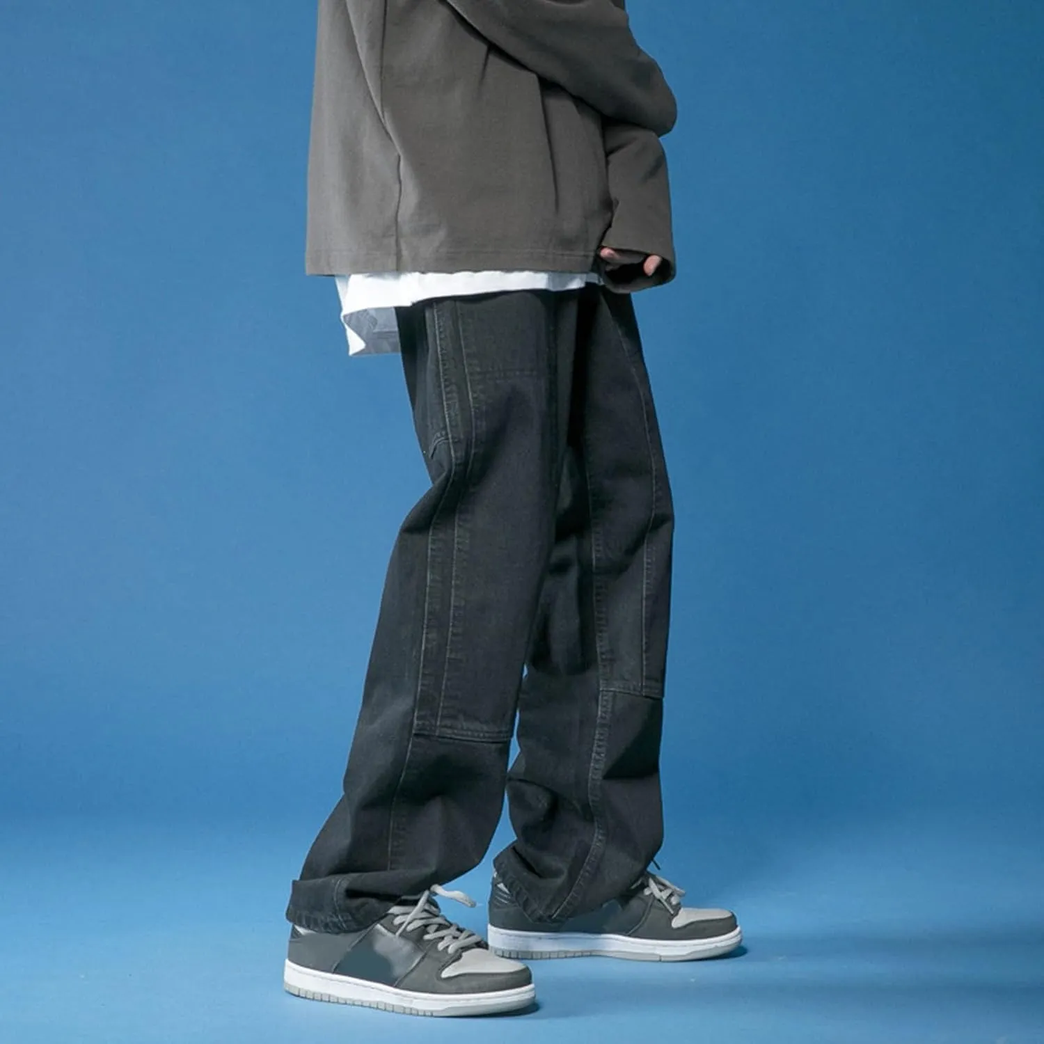 Mens High Street Jeans Mens Straight Leg Baggy Oversize Wide Leg Cargo Pants Pottery Slipper