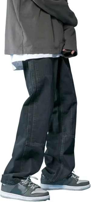Mens High Street Jeans Mens Straight Leg Baggy Oversize Wide Leg Cargo Pants Pottery Slipper