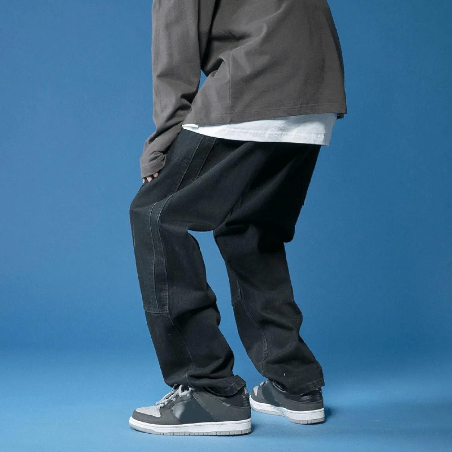 Mens High Street Jeans Mens Straight Leg Baggy Oversize Wide Leg Cargo Pants Pottery Slipper