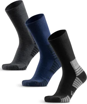 Mens Hiking Socks 3 Pairs Merino Wool, Cushion Hike Trek Micro Crew Socks With Moisture Wicking for Outdoor Sports