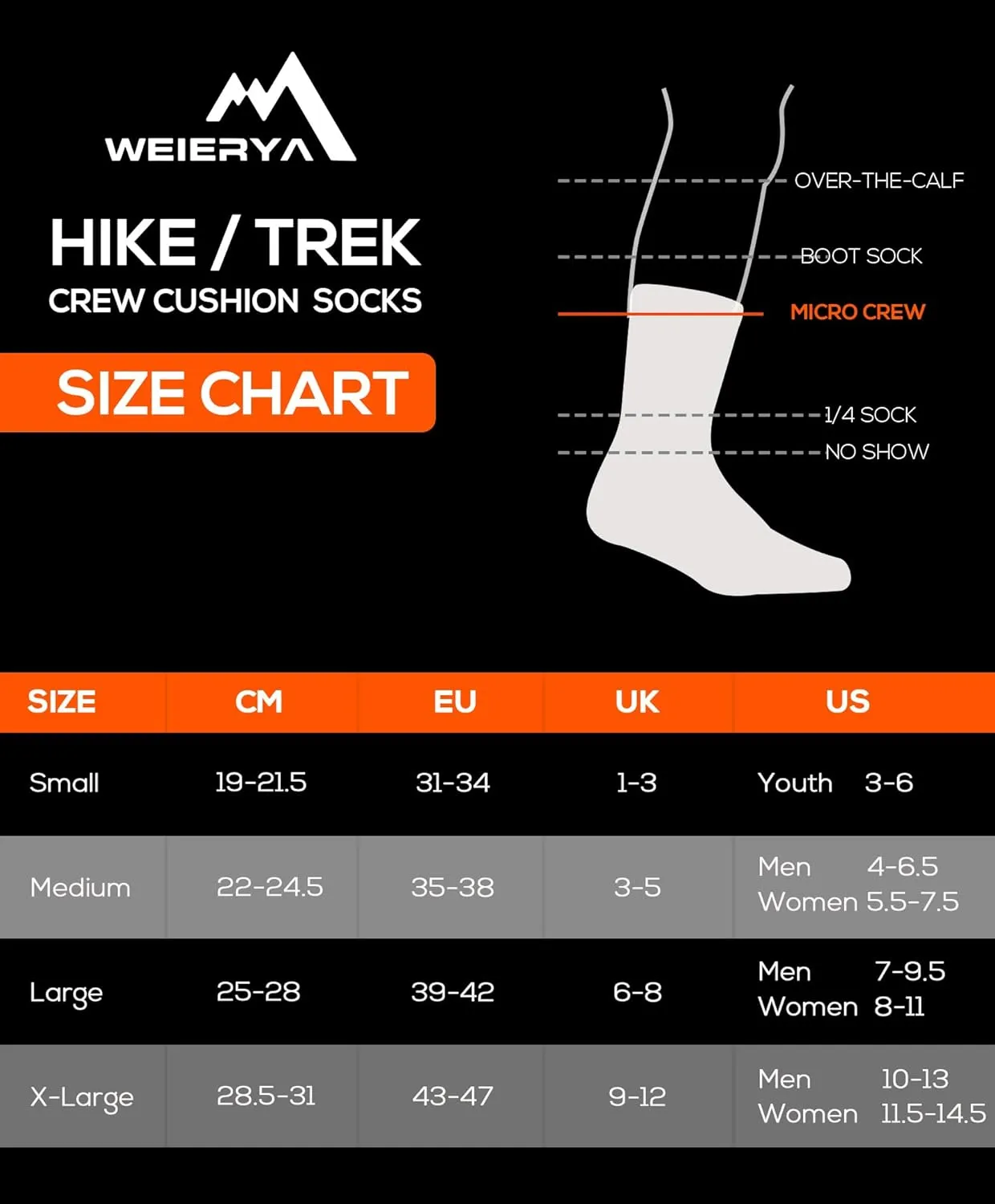 Mens Hiking Socks 3 Pairs Merino Wool, Cushion Hike Trek Micro Crew Socks With Moisture Wicking for Outdoor Sports