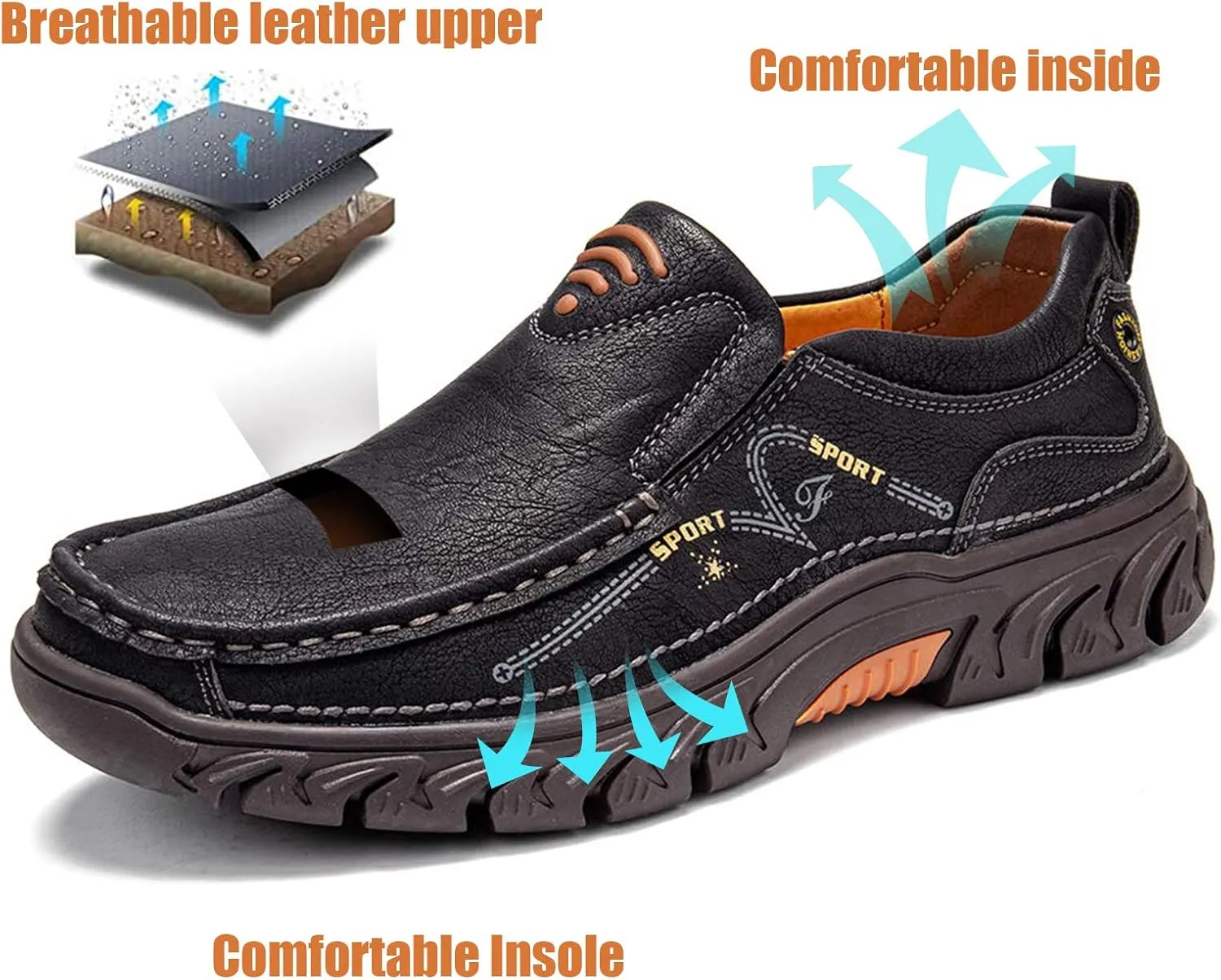 Mens Slip on Loafer Leather Casual Oxford Shoes Hand Stitching Comfort Anti Slip Moccasins Walking Shoes, Business Work Office Dress Shoes Outdoor Summer Driving Boat Round Toe Penny Shoe Wide Fit