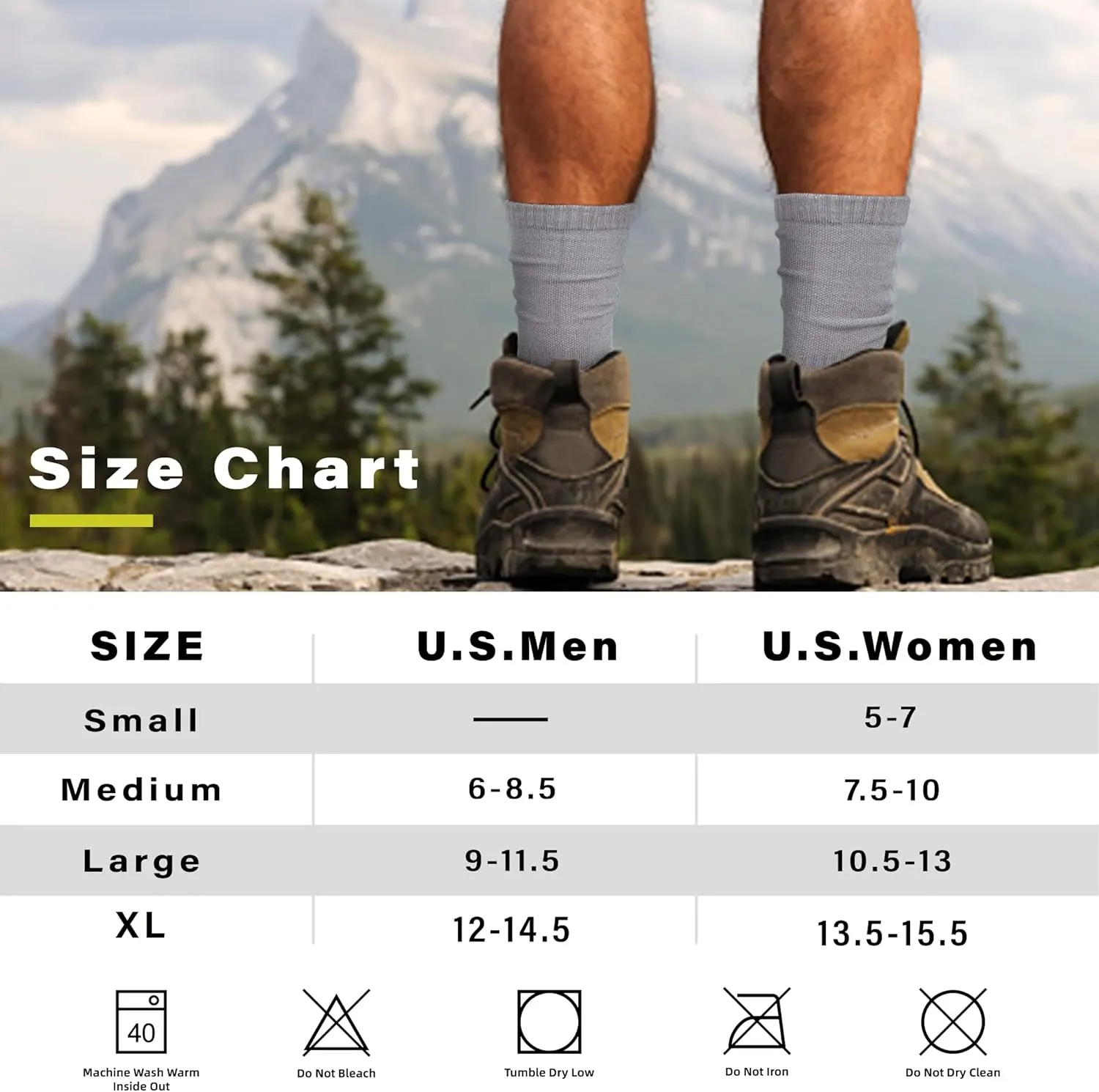 Merino Wool Hiking Socks for Cold Weather Socks Thermal Warm Crew Winter Boot Cushion Socks
